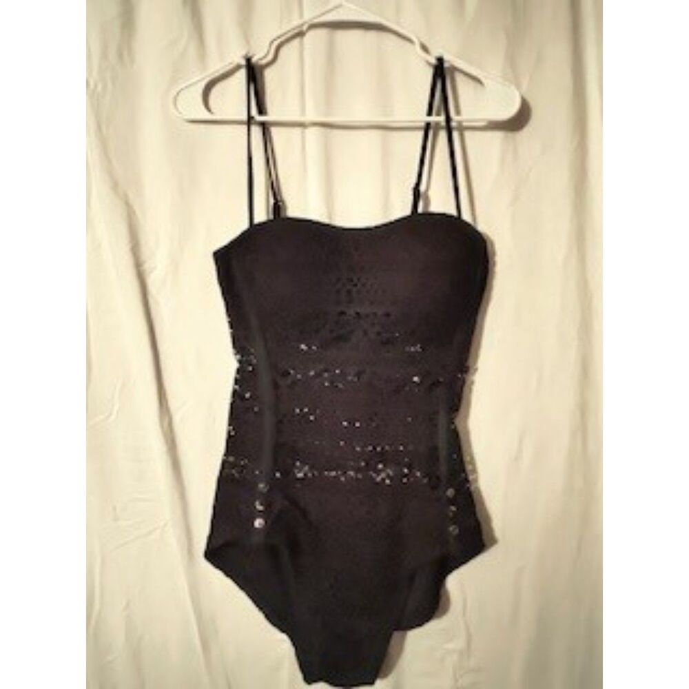 NEW Lookbook Store black mesh bathing suit, swimsuit, removable straps size 6